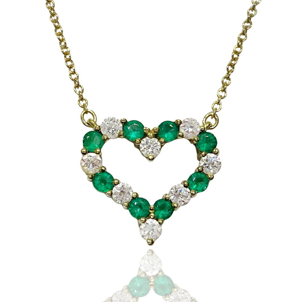 Tiffany Sentimental Heart Diamond Emerald Necklace Gold